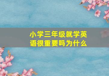 小学三年级就学英语很重要吗为什么