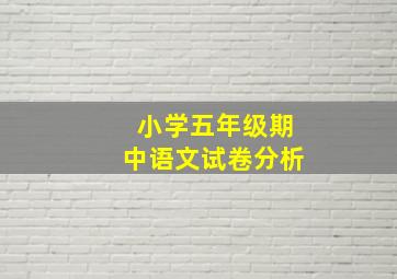 小学五年级期中语文试卷分析