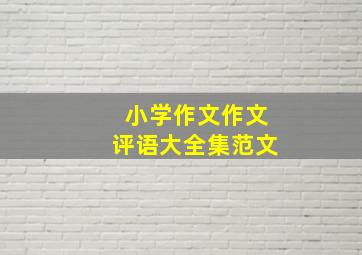 小学作文作文评语大全集范文