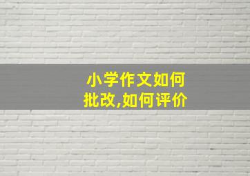 小学作文如何批改,如何评价