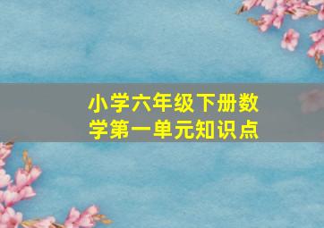 小学六年级下册数学第一单元知识点