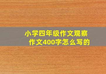 小学四年级作文观察作文400字怎么写的