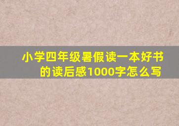 小学四年级暑假读一本好书的读后感1000字怎么写