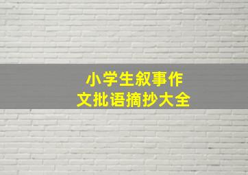 小学生叙事作文批语摘抄大全