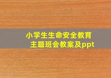 小学生生命安全教育主题班会教案及ppt