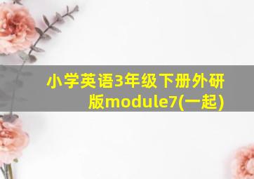 小学英语3年级下册外研版module7(一起)