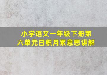 小学语文一年级下册第六单元日积月累意思讲解