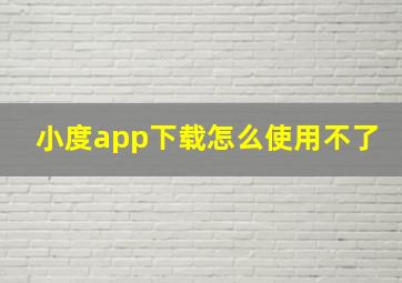 小度app下载怎么使用不了