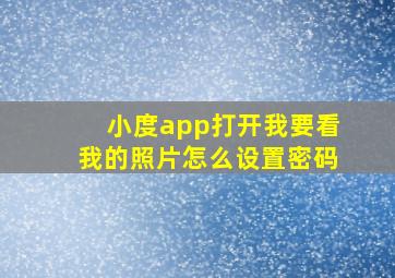 小度app打开我要看我的照片怎么设置密码