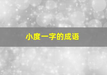 小度一字的成语