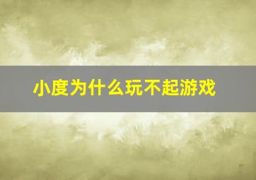 小度为什么玩不起游戏