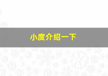 小度介绍一下