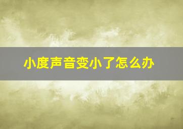 小度声音变小了怎么办