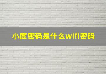 小度密码是什么wifi密码