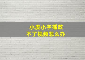 小度小字播放不了视频怎么办