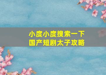 小度小度搜索一下国产短剧太子攻略