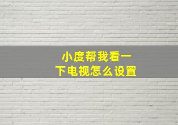 小度帮我看一下电视怎么设置