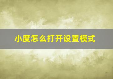 小度怎么打开设置模式