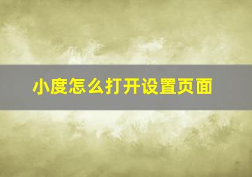 小度怎么打开设置页面