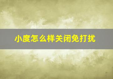 小度怎么样关闭免打扰