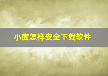 小度怎样安全下载软件