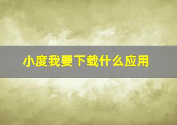 小度我要下载什么应用