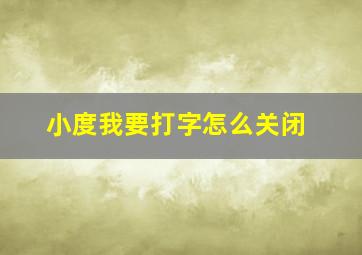 小度我要打字怎么关闭