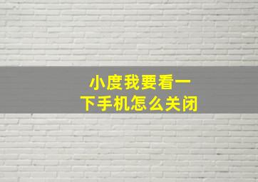 小度我要看一下手机怎么关闭