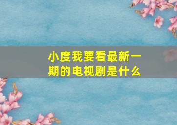 小度我要看最新一期的电视剧是什么