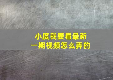 小度我要看最新一期视频怎么弄的