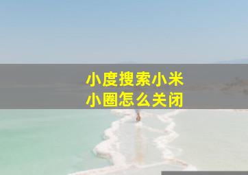 小度搜索小米小圈怎么关闭