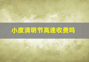 小度清明节高速收费吗