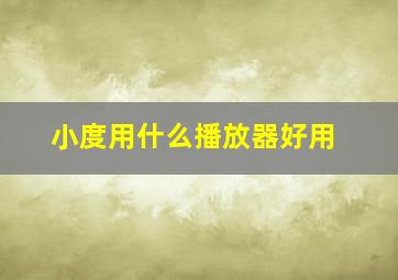 小度用什么播放器好用