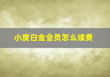 小度白金会员怎么续费