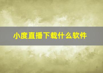 小度直播下载什么软件