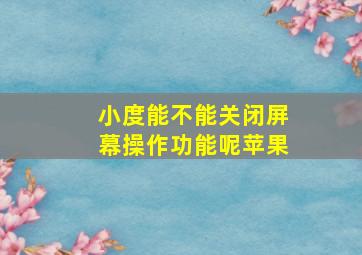 小度能不能关闭屏幕操作功能呢苹果