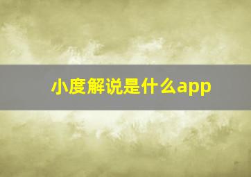 小度解说是什么app