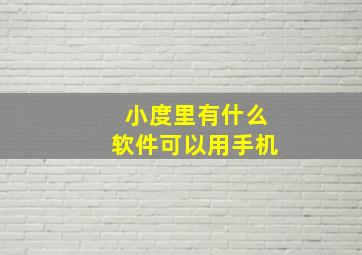 小度里有什么软件可以用手机