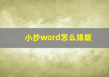 小抄word怎么排版