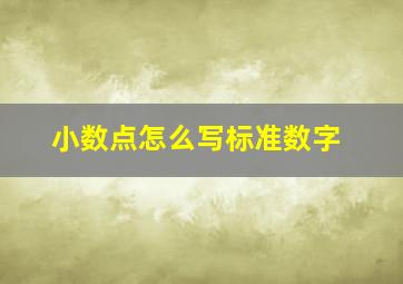 小数点怎么写标准数字