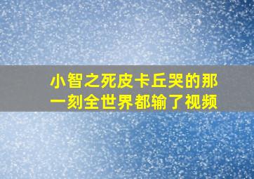 小智之死皮卡丘哭的那一刻全世界都输了视频