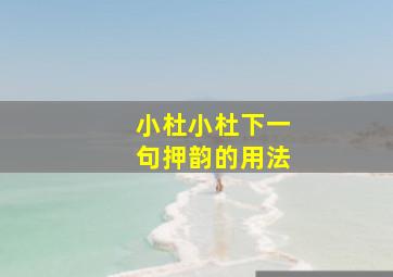 小杜小杜下一句押韵的用法