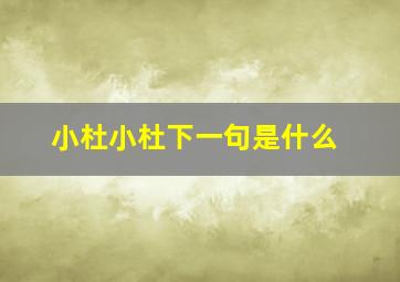 小杜小杜下一句是什么