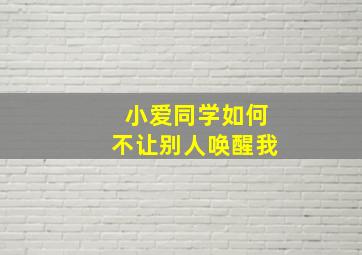 小爱同学如何不让别人唤醒我