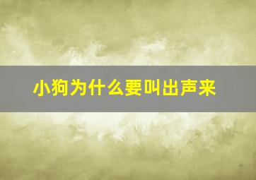 小狗为什么要叫出声来