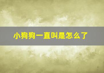 小狗狗一直叫是怎么了