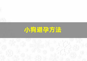 小狗避孕方法