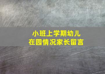 小班上学期幼儿在园情况家长留言