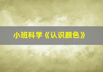 小班科学《认识颜色》