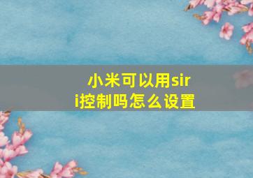 小米可以用siri控制吗怎么设置